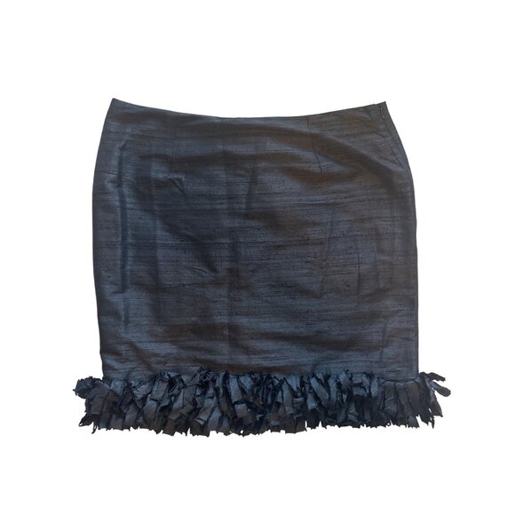 Gretchen Scott Designs Black Silk Confetti Fringe Pencil Skirt L Fall 2025 NWT - Picture 1 of 9